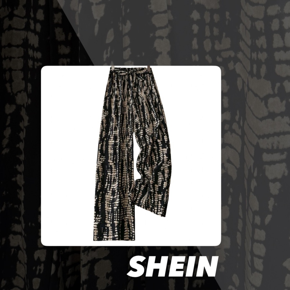 EUC SHEIN Petite Abstract Print Wide Leg Pants